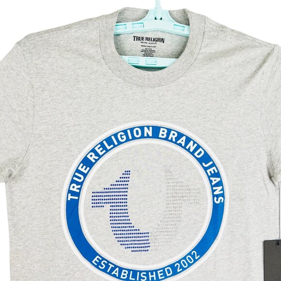 True Religion Mens Heather Grey Strike Crew Neck Short Sleeve T-shirt Medium NWT - Picture 3 of 9